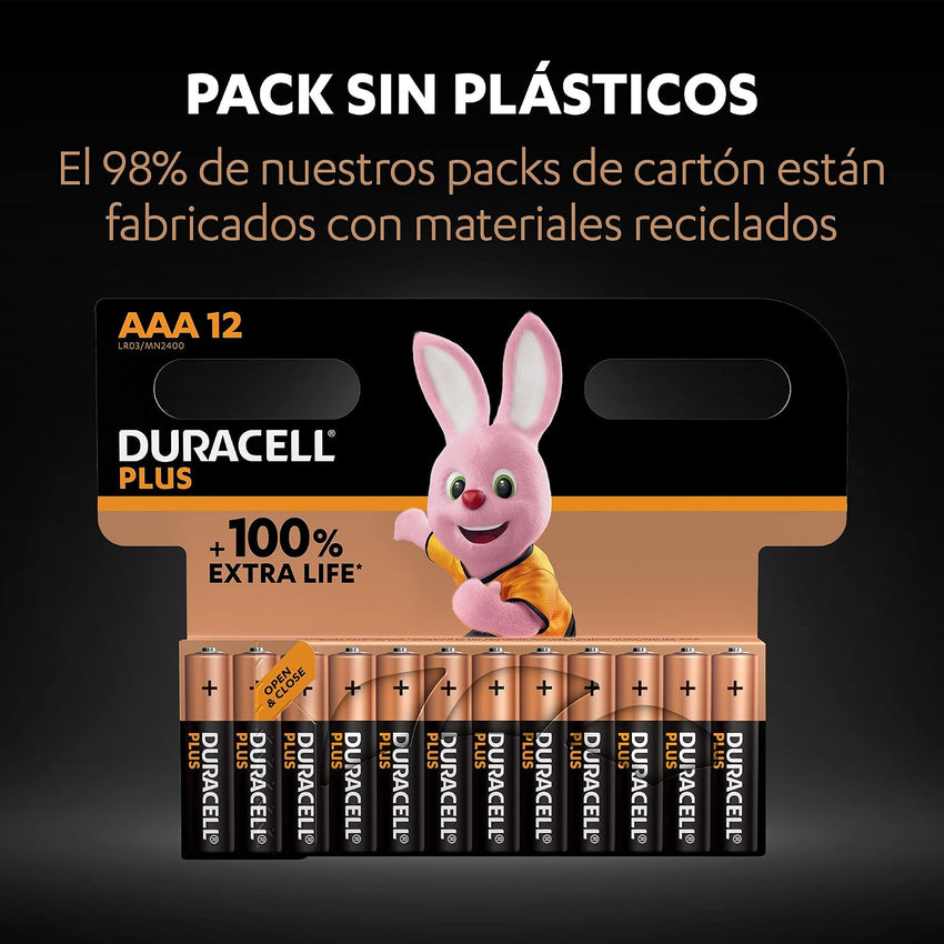 Duracell Plus AAA Alkaline Batteries (Pack of 12), 1.5V, LR03 MN2400