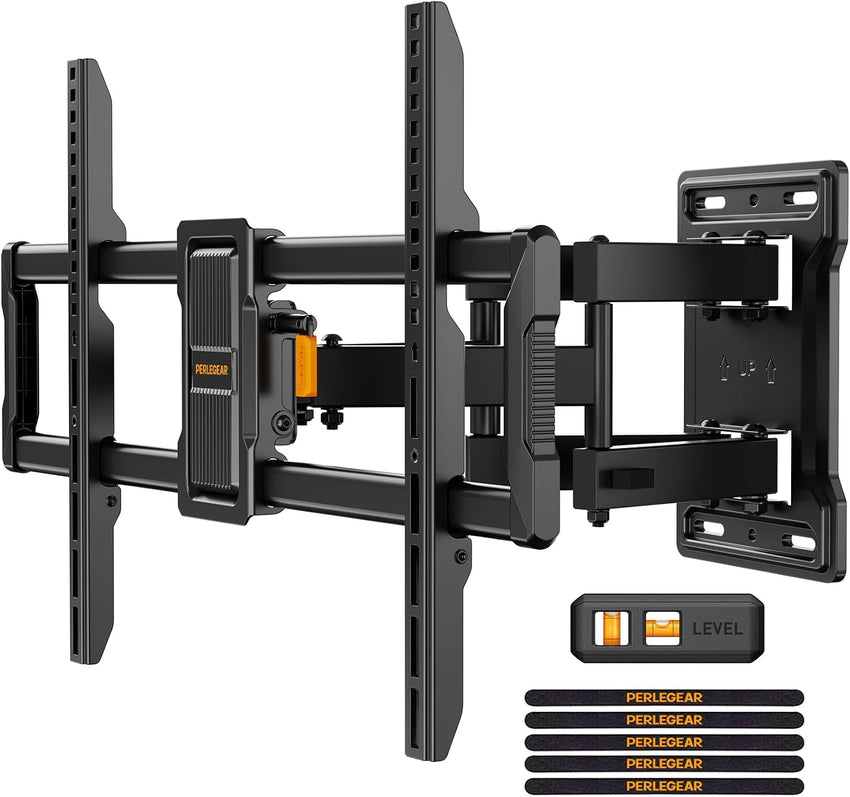Perlegear TV Wall Bracket for Most 42-84 Inch Flat/Curved TVs up to 60 kg, Tilt and Swivel Wall Brackets with Dual Arms, Full Motion TV Wall Mount Max VESA 600x400mm, PGLF12