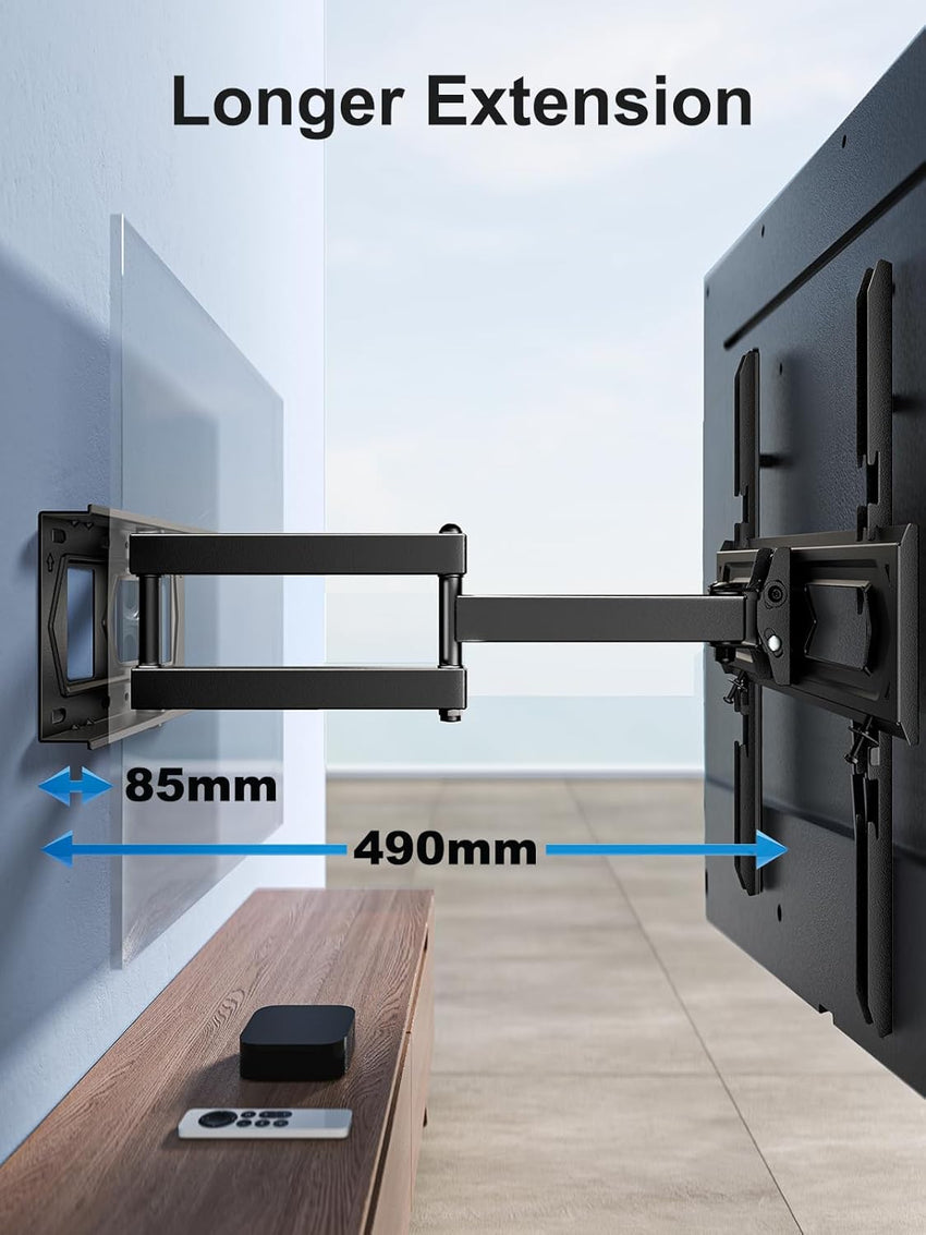 PERLESMITH TV Wall Bracket for 26-60 inch TVs, Swivel Tilt TV Bracket with Tool-free Tilt Adjustment and Spirit Level, Wall Mount Supports up to 40kg, Max VESA 400x400mm PSMFK10