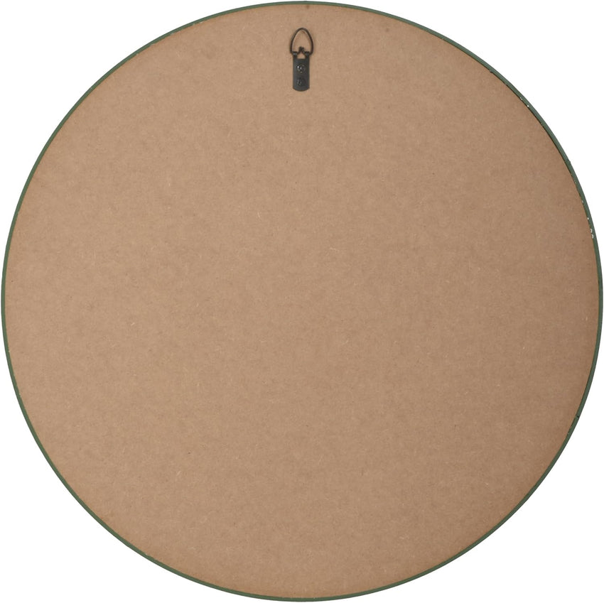 Home Selections Round Bobbin Wall Mirror, 20" (50 CM), Circle Deep Framed Wooden Beaded Mirror, Green