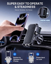 Car Phone Holder Air Vent, Upgrade Hook Clip Mobile Phone Holder for Cars, 360Â° Rotable Car Phone Mount, One Button Release Car Phone Cradles, Universal Car Phone Stand for iPhone Samsung Smartphones
