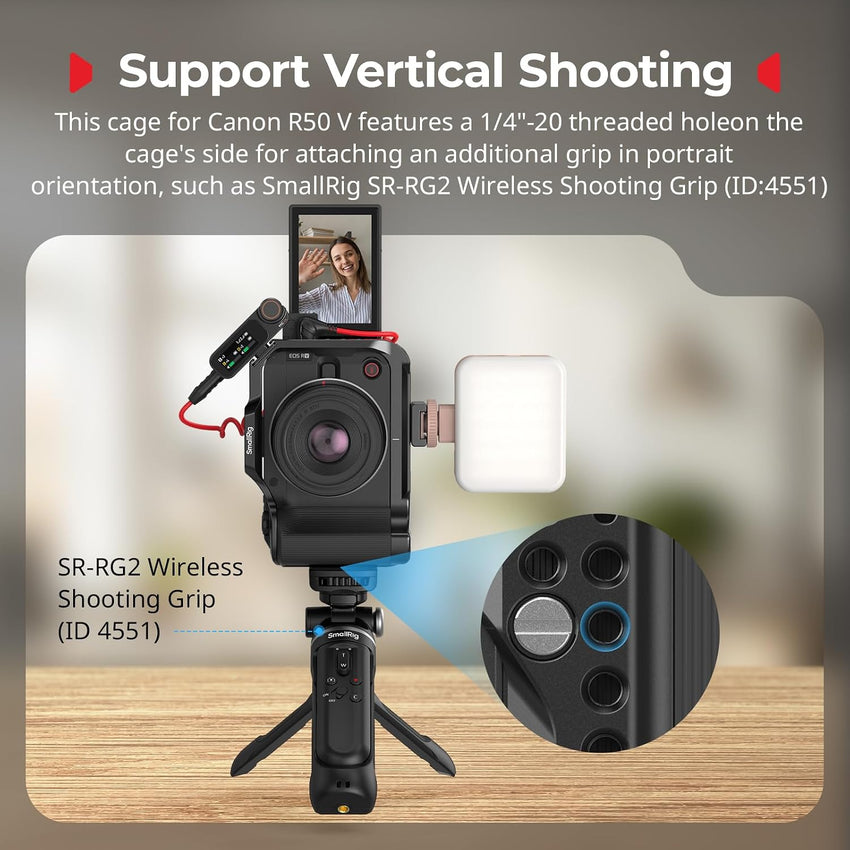 SMALLRIG Camera Cage R50V for Canon R50V Full Cage with Top Handle QR Plate & Cold Shoe â Black