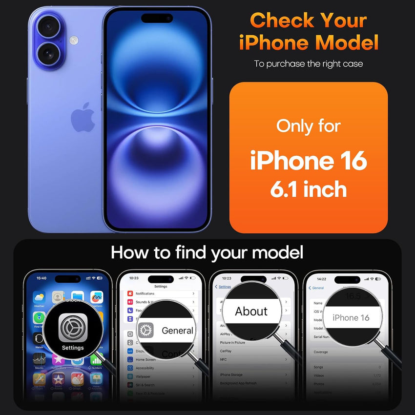 TAURI for iPhone 16 Case, with Screen Protector, Clear
