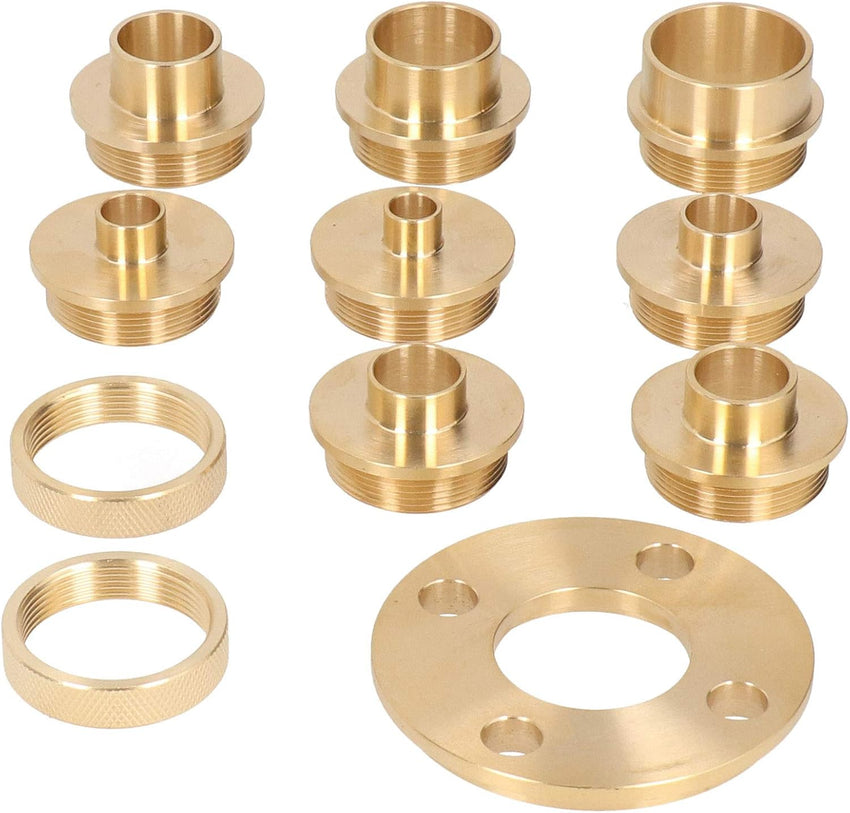 Ladieshow 11 Pcs Brass Router Guide with Lock Nut and Router Adapter