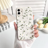 NITITOP Compatible with iPhone 12 Case Cute Flower Floral for Women Girl Full Camera Protective Vintage Trendy Slim Fit TPU Shockproof Cover - White