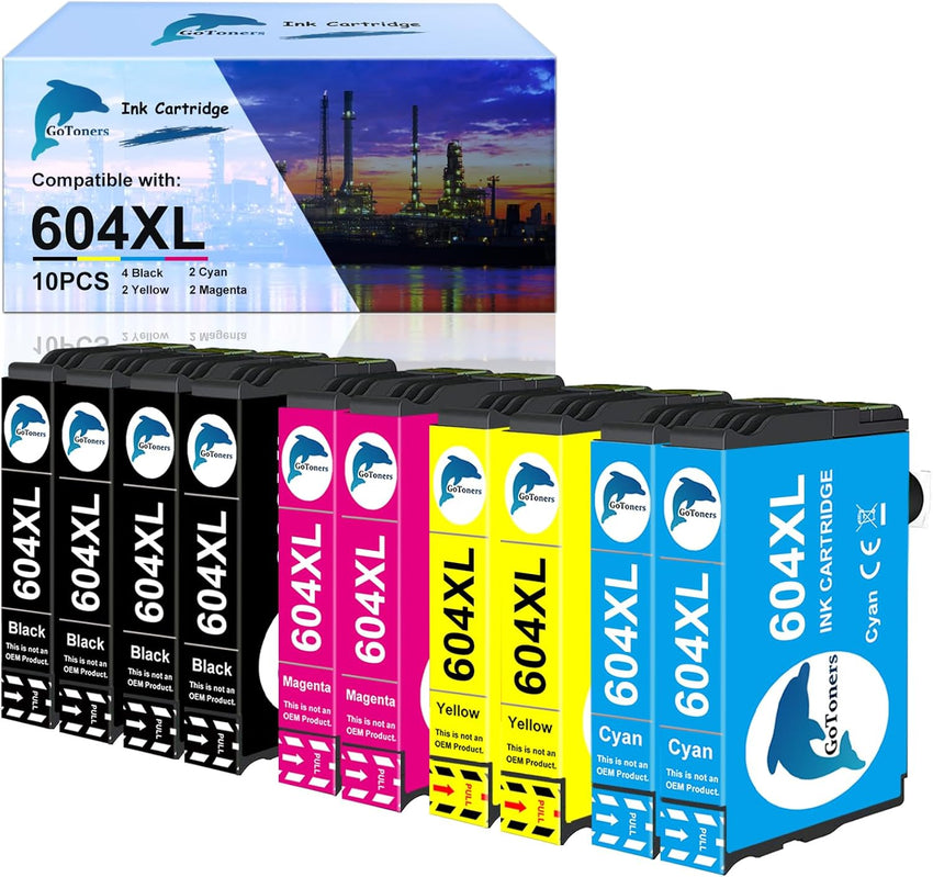GoToners 604XL Ink Cartridges Multipack Replacement for Epson 604 Ink Cartridge Compatible for Epson XP2200 Workforce WF-2930 WF-2935 XP-2200 XP-3200 XP-4200 XP-2205 XP-4205