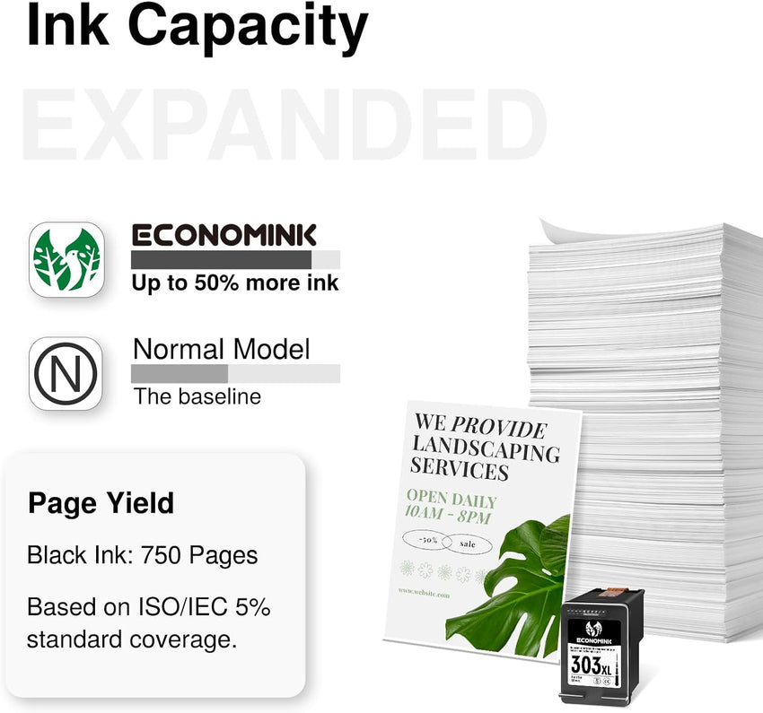 303 XL Black Ink Cartridge, High Yield Printer Ink 303XL Black, Compatible for HP 303 Ink Cartridges, for HP Envy Photo 6230 6220 6232 7130 7134 7830 Envy Inspire 7220e 7224e 7920e 7924e (1 Black)