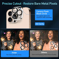 ivoler 4-Pack Camera Lens Protector for iPhone 14 Pro Max /15 Pro Max/ 16 Pro Max 6.9'',iPhone 15 Pro/14 Pro 6.1'' /16 Pro 6.3 ''Tempered Glass Camera lens Screen Protector Camera Cover Case Friendly