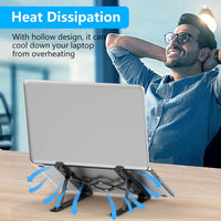Nayka Adjustable Laptop Stand, Portable Laptop Riser for Desk, ABS+Silicone Laptop Holder, Foldable Ventilated Cooling Notebook Stand for 10-15.6" Laptops,Tablets