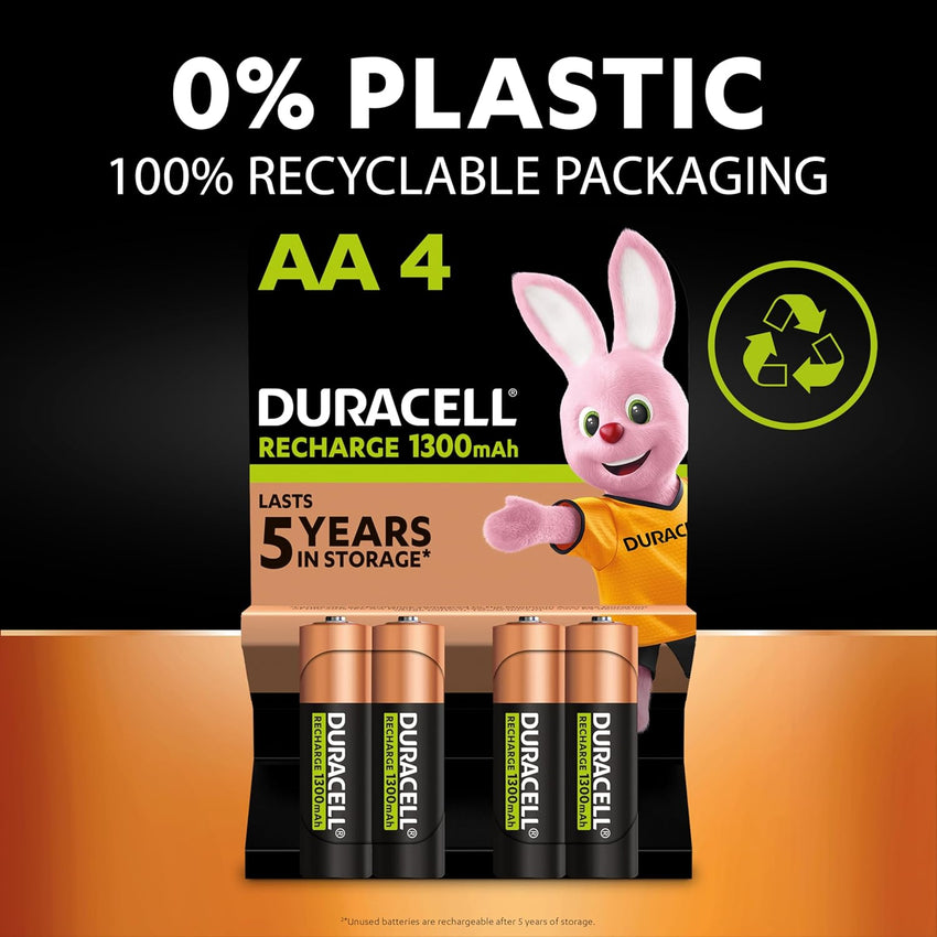 Duracell Rechargeable AA Batteries (Pack of 8), 2500 mAh NiMH, pre-charged, Our No.1 Longest Lasting Rechargeable Battery