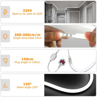 SUCIKORIO 50m Neon LED Strip Light Waterproof Cuttable Warm White only