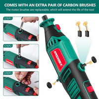 HYCHIKA 170W Rotary Tool, Variable Speed Rotary Tool Kit with Flex Shaft, 173pcs Accessories Kit & 8000-35000RPM Multi-Tool, Perfect for Cutting, Detail Sanding, Engraving, and Wood Carving