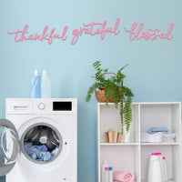 Metal Wall Sign Thankful Grateful Blessed 3-Piece Pink