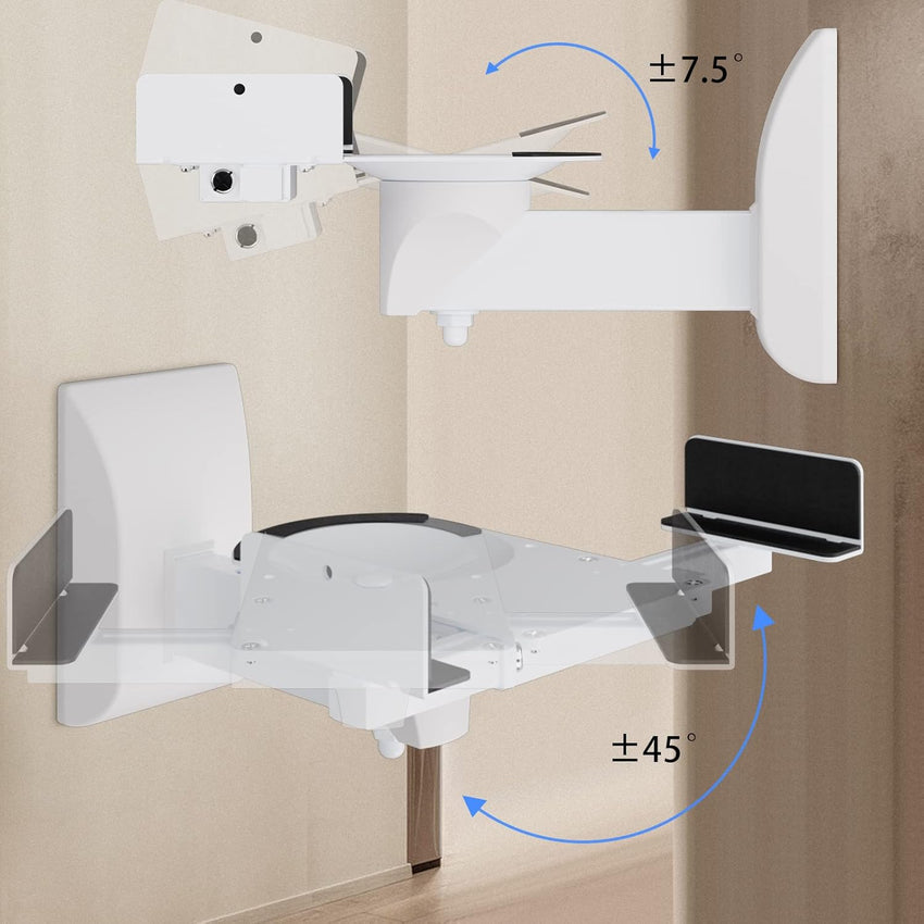 suptek Dual Side Clamping Bookshelf Speaker Wall Mounting Bracket Adjustable for Large Surrounding Sound Speakers, Hold up to 25kgs Each White SPM201W (2 Packs)