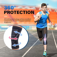Knee Support Compression Sleeve for Injury & Sports Black XL