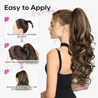 REECHO 24" Claw Clip Ponytail Extension Long Curly Hairpiece â Honey Blonde Highlights