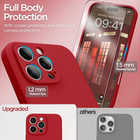 INGIDO for iPhone 16 Pro Case, Liquid Silicone Case with Camera Protection Soft Gel Rubber Cover with Microfiber Lining Shockproof Protective Phone Case for iPhone 16 Pro 6.3" (Red)