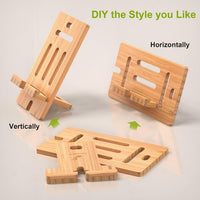 Pezin & Hulin Bamboo Cell Phone Tablet Stand-Natural Bamboo | Wooden Smart Phone Desktop Charging Dock Holder Compatible with Pad, All Android Cellphone, Tablet - 1 Pack