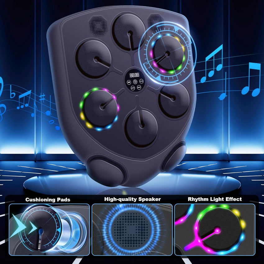 JUOIFIP Music Boxing Machine, Smart Musical Boxing Machine with LED Lights, Support Bluetooth, 9 Speeds & Modes, Automatic Counting, Wall Mounted, Smart Music Punch Machine for Adults Kids