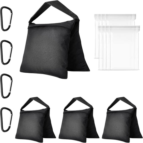EMART Heavy Duty Sandbags,Weight Sand Bags Photo Studio Saddlebag Design for Photography Stand Light Tripod, Outdoor Patio, Sports, Photo Sets, Film Sets, Live Productions-(Black-4 Packs)