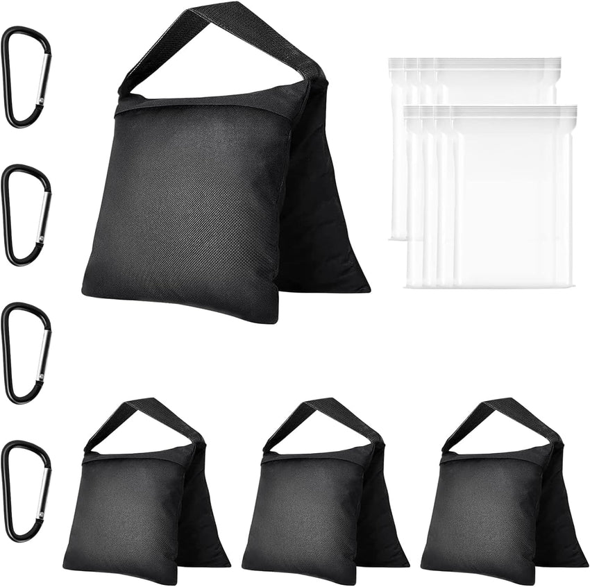 EMART Heavy Duty Sandbags,Weight Sand Bags Photo Studio Saddlebag Design for Photography Stand Light Tripod, Outdoor Patio, Sports, Photo Sets, Film Sets, Live Productions-(Black-4 Packs)