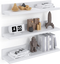 ComfortCove 39cm Floating Wall Shelf Set of 3 White Shelves â Wall Mounted