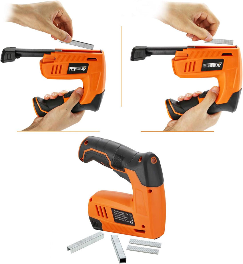 Cordless Staple Gun, 2in1 Electric Stapler & Nailer, Rechargeable Stapler/Tacker, with 2000pcs 10mm Nails and 2000pcs 10mm Staples [Small, Lightweight, Compact]