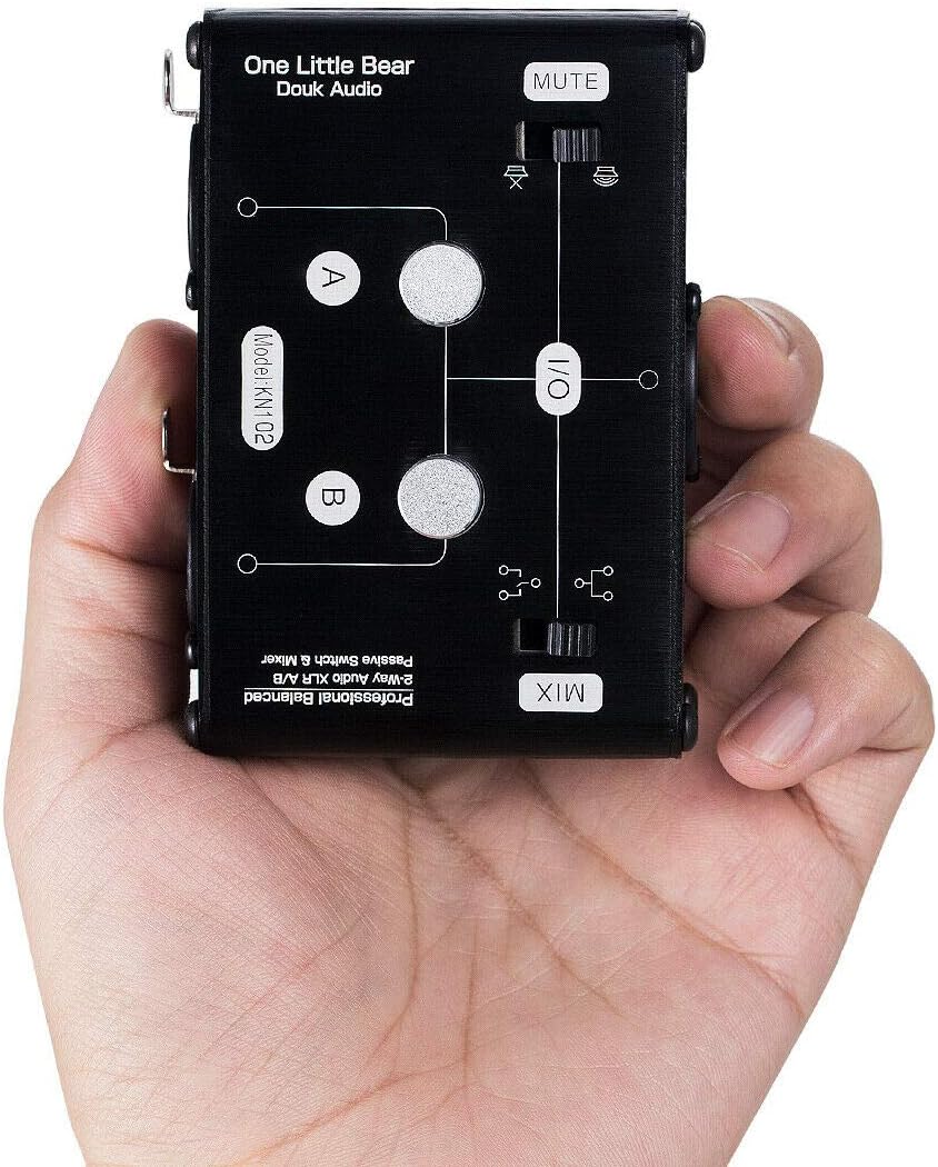 Mini 2 Way HiFi Stereo Audio XLR A/B Passive Switcher Box & Mixer Sound Splitter (1-IN-2-OUT)