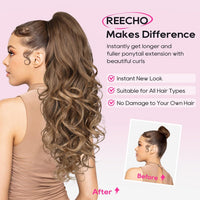 REECHO 24" Claw Clip Ponytail Extension Long Curly Hairpiece â Honey Blonde Highlights