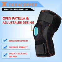 Thx4COPPER Hinged Knee Support Brace-Adjustable Open Patella with Parallel Straps & Dual Side Stabilizers For Joint Pain Relief,Arthritis,Meniscus Tear,MCL, ACL, Tendonitis,Ligament Injury,Medium