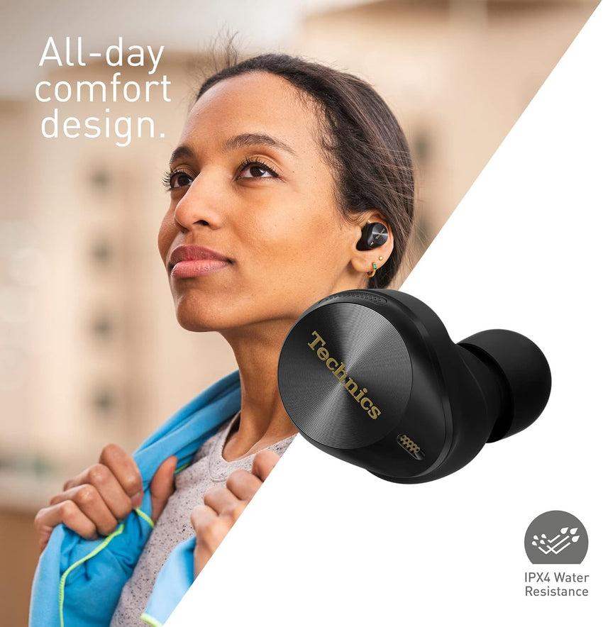Technics EAH-AZ80E-A Wireless Earbuds READ DESC with Noise Cancelling, Bluetooth, Comfortable In-Ear Earphones with Built-in Microphone, Customisable Fit, Up to 7 Hours Playtime, Midnight Blue