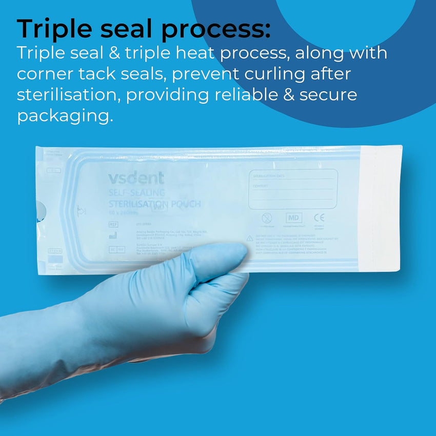 Sterilisation Pouches Self-Seal 90 x 260mm â Pack 200