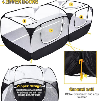 Coolty Small Animals Playpen, Pop up Large Exercise Pen Cage Yard Movable Chicken Yard Fence Playground for Puppy Kitten Rabbits Duck Hens