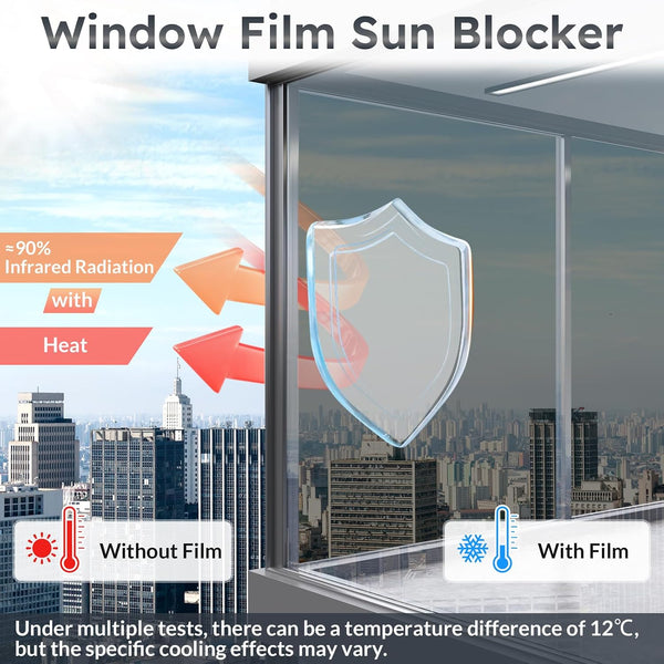Heat Reflective Window Film One Way Mirror UV Protection 75x400cm Black