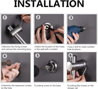 Vista 66cm Shower Riser Rail SUS304 Stainless Steel Bathroom Rail for Shower Wall Mounted Adjustable Shower Head Holder Brushed Silver