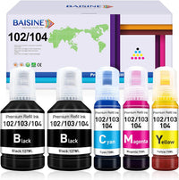BAISINE 104 Ink Compatible with Epson Ecotank 104 102 Ink Bottle for EcoTank ET-4800 ET-2862 ET-2870 ET-2850 ET-2856 ET-2810 ET-4850 ET-3850 ET-1810 ET-2710 ET-2722 0 ET-2815 ET-2821