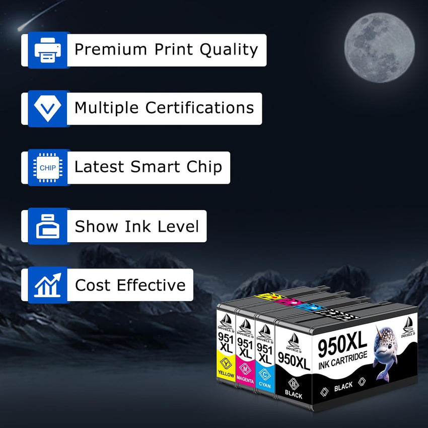 DOUBLE D 950XL 951XL Ink Cartridges READ CONDITION NOTES. Replacement for HP 950 951 950XL 951XL Combo Pack Compatible for HP Officejet Pro 8600 8610 8620 8100 8615 8625 8630 8640 251dw 276dw (9 Pack)