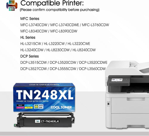 TN248XL TN248 TN-248XL MFC-L3740CDWE Toner: 5 Pack Compatible for Brother HL-L3220CWE MFC-L8390CDW DCP-L3520CDW TN-248 HL-L3240CDW TN 248XL TN-248CMYK MFC-L3760CDW DCP-L3560CDW MFC-L3740CDW Cartridge