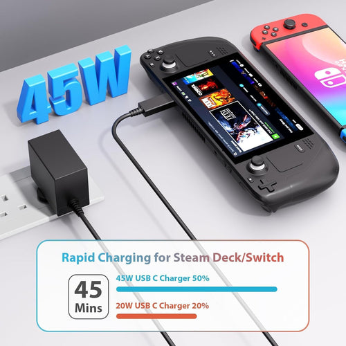 45W Charger for Nintendo Switch, USB C Charger for Switch with 5FT Charging Cable,15V 3A Fast Charging Adapter Compatible with Nintendo Switch/Switch Lite/Switch OLED/Switch Dock,Support TV Mode