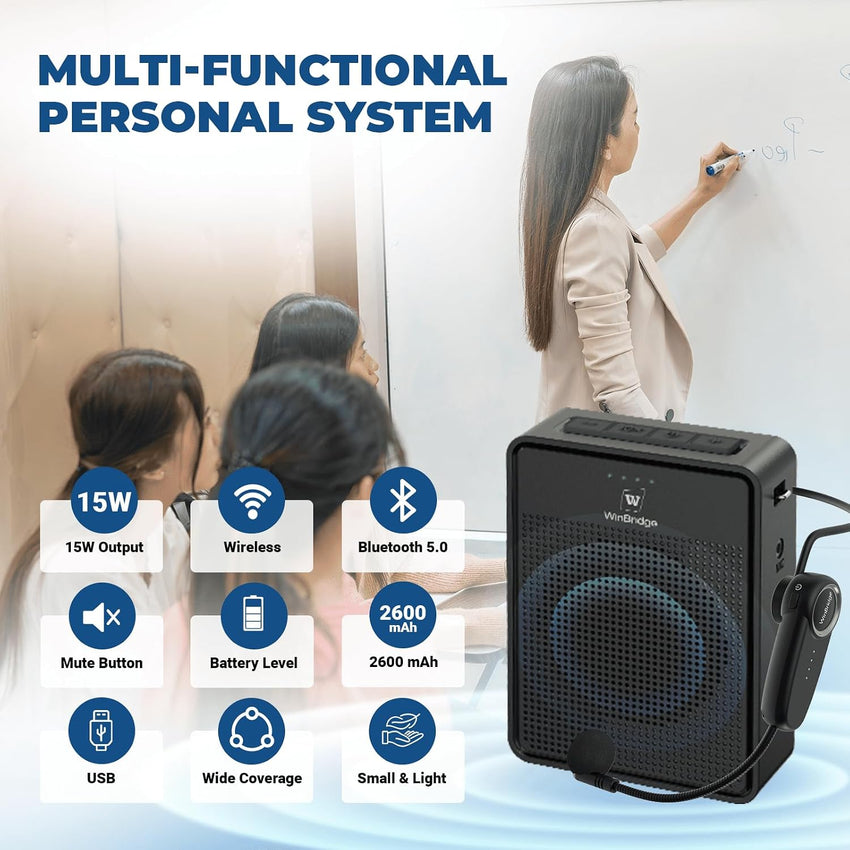 Wireless Voice Amplifier 15W Portable PA Speaker Bluetooth Microphone