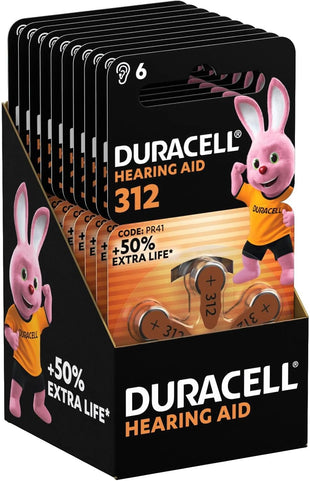 Duracell size 312 Hearing Aids batteries (pack of 60) +50% Extra Life, Easy Installation, 100% recyclable packaging, guaranteed 4 years in storage