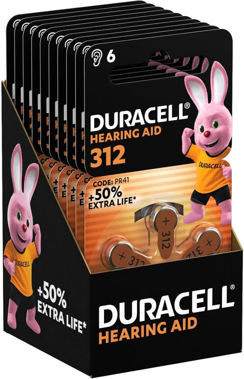 Duracell size 312 Hearing Aids batteries (pack of 60) +50% Extra Life, Easy Installation, 100% recyclable packaging, guaranteed 4 years in storage