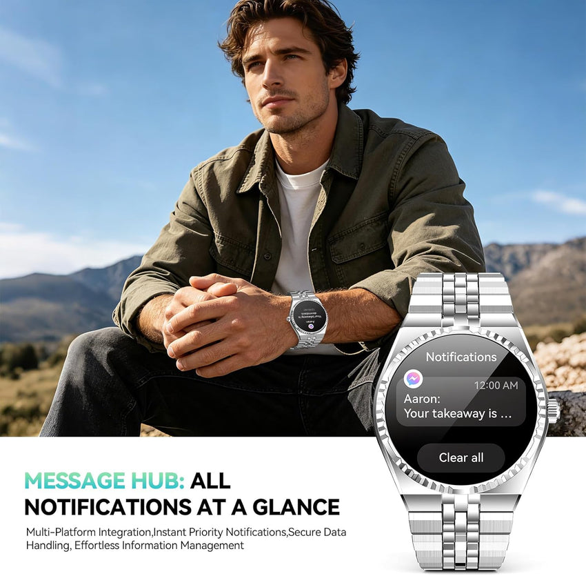 Smartwatch 1.32" AMOLED Bluetooth Calls 160+ Sports HR SpO2 BP Sleep Waterproof Silver