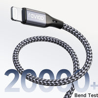 RAVIAD iPhone Charger Cable 4ft/1.2m [MFi Certified] Lightning Cable Nylon Braided Charger Lead Fast Charging Compatible with iPhone 14 13 12 11 Pro Max Xs X XR 8 7 6s 6 SE 5 5s 5c - Gray