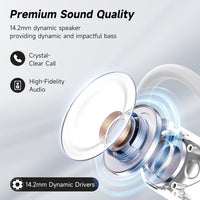 Ultra Open Ear Earbuds - Bone Conduction Headphones Wireless Bluetooth, Waterproof Deep Bass Earphones for Fitness and Running, Secure Fit for Small Ears, Sweat-Resistant for Workouts