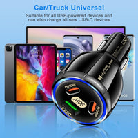 90W USB C Car Charger Adapter 3-Port Fast Car Charger Adapter, Cigarette Lighter USB Charger, Fast Car Charger Socket Compatible with iPhone, Android, Samsung Galaxy