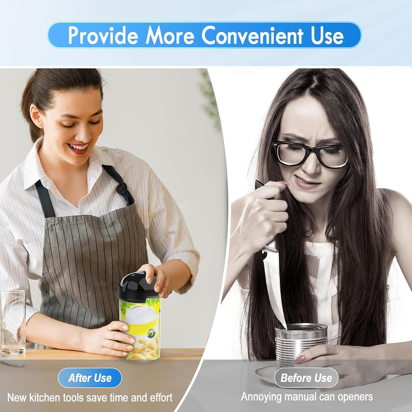 Electric Can Opener, Rechargeable and USB Cable Automatic Can Opener with One-Touch Operation,Safe for All Can Sizes Kitchen Gadget Can Openers for Seniors, Arthritis and Mum (Black)