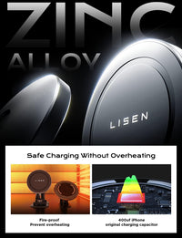 LISEN for Magsafe Car Mount Charger [15W Top Charge] Magnetic Car Phone Holder for iPhone 17 Pro Max Wireless Charger Phone Holder For iPhone 17 Pro Max Air 16 15 14 Magsafe Accessories Non Slip Mat