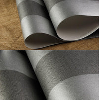 Vertical Striped Non-Woven Wallpaper Roll Minimalist Modern Non-Pasted for Living Room Bedroom Black Grey 1.73' x 32.8'