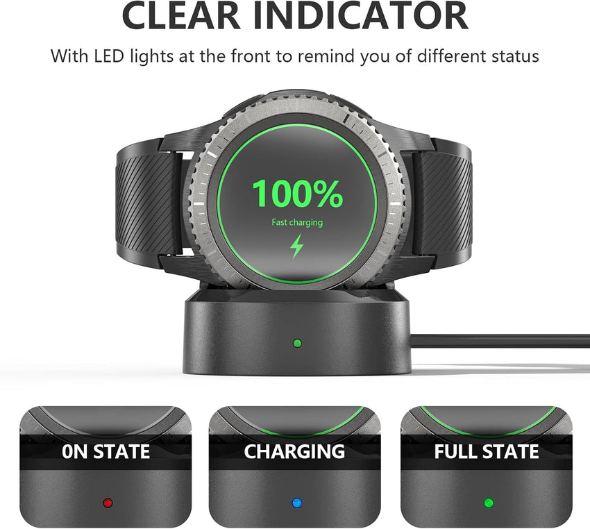 Charging Dock for Samsung Galaxy Watch 46mm 42mm, Upgraded Replacement Charger Cradle with USB Cable Black for Galaxy Watch SM-R800/R810/R815